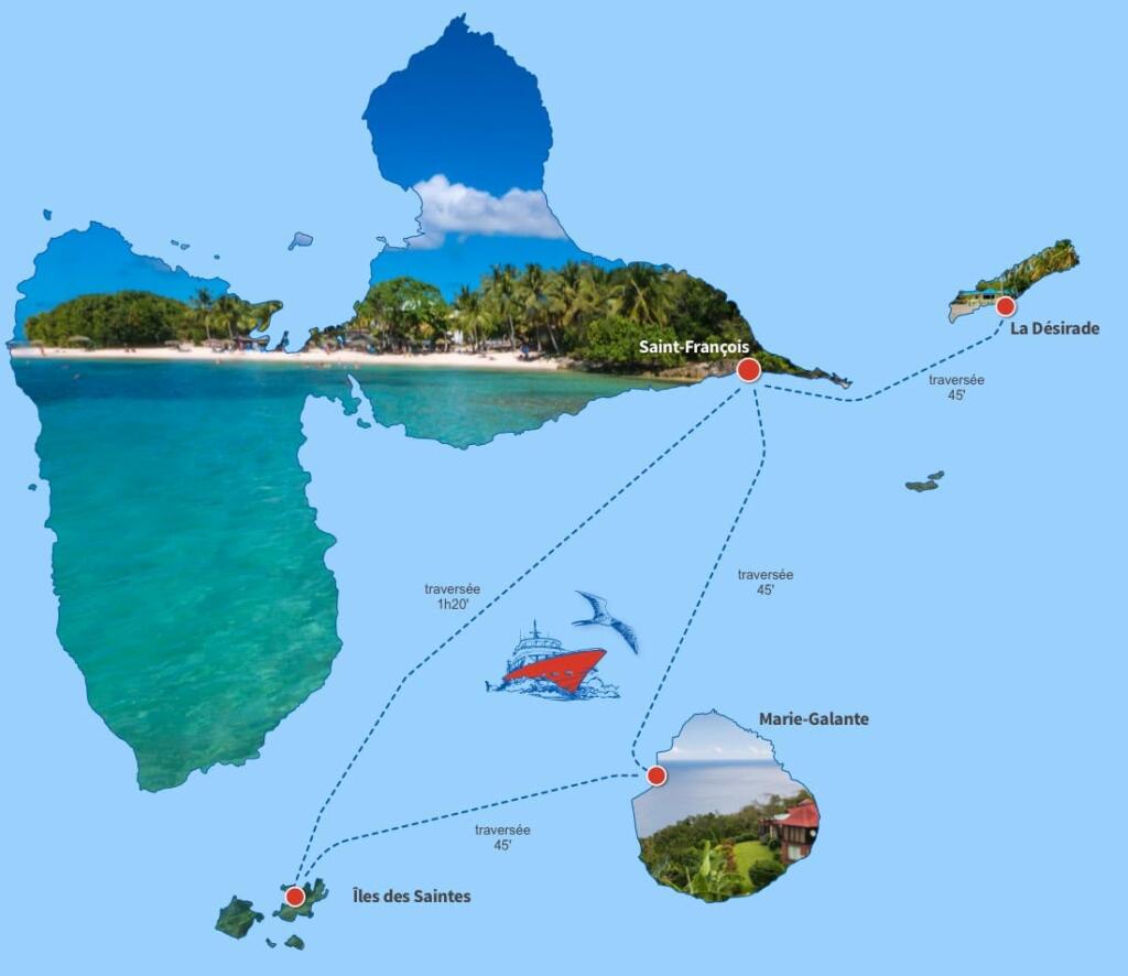 Rotations entre St François et La Désirade, Les Saintes et Marie Galante